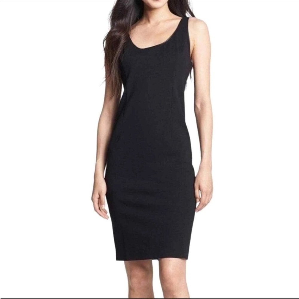 Eileen Fisher Charcoal Grey Fitted Sleeveless Sheath Dress